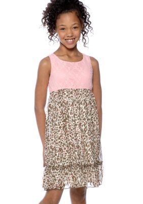 Speechless Lace And Animal Print Dress Girls 7-16