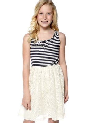 Speechless Stripe Bow Crochet Dress Girls 7-16