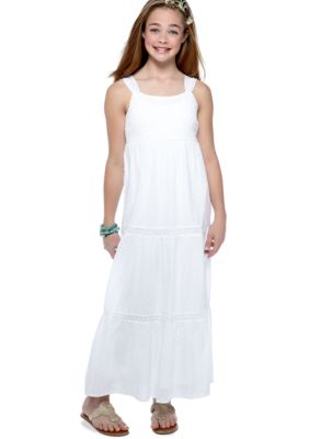 Speechless White Swiss Dot Maxi Dress Girls 7-16