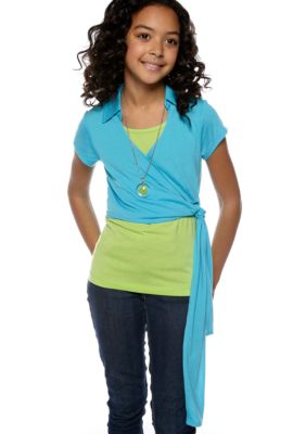 Speechless Tie Front Necklace Top Girls 7-16