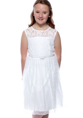 Sequin Hearts Girls 7-16 Lace Illusion Dress