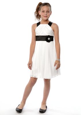 My Michelle Pleat Black Trim Dress Girls 7-16