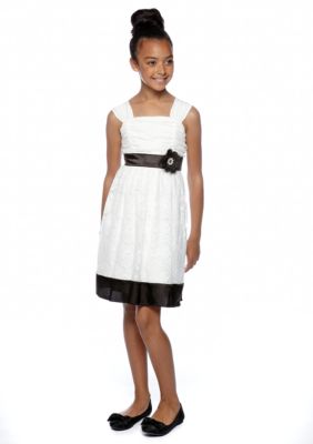 My Michelle Lace Black Trim Dress Girls 7-16