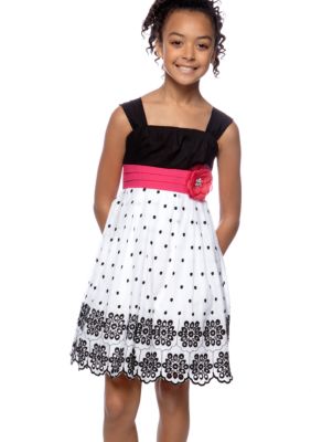 Sequin Hearts Polka Dot Bow Dress Girls 7-16