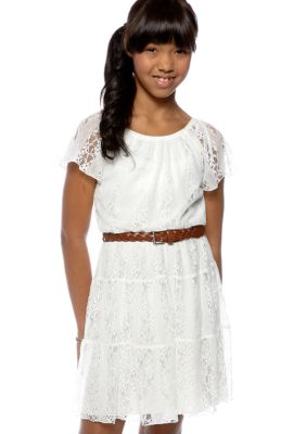 Sequin Hearts Lace Belted Dress Girls 7-16