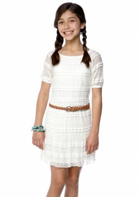 Sequin Hearts Belted Lace Dress Girls 7-16