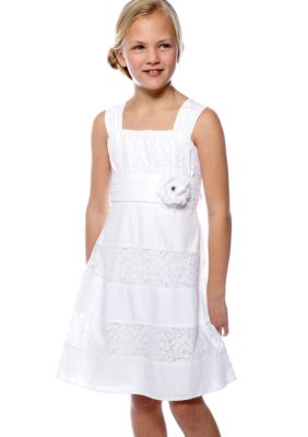Sequin Hearts Solid Lace Overlay Dress Girls 7-16