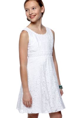 Sequin Hearts Lace Overlay Dress Girls 7-16