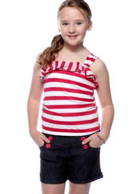 Sequin Hearts Stripe Romper Girls 7-16