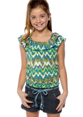 Sequin Hearts Stripe Belted Romper Girls 7-16