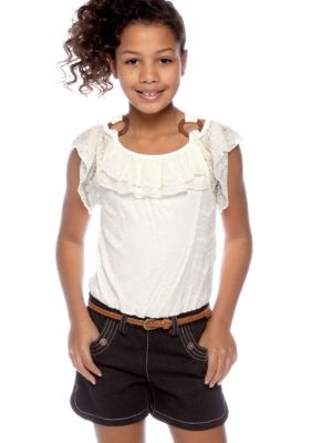 Sequin Hearts Lace Romper Girls 7-16