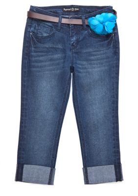 Imperial Star Flower Belt Denim Crop Girls 7-16