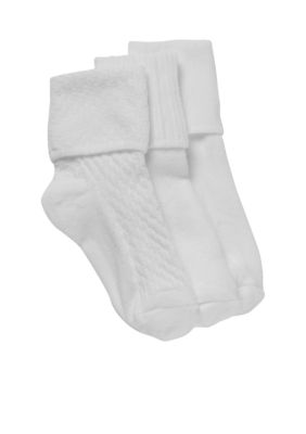 J Khaki 3-Pack Turn-Cuff Socks Girls 4-16