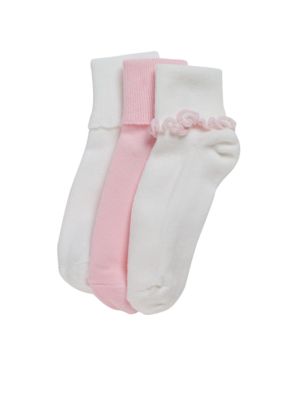J Khaki 3-Pack Ruffle Turn Cuff Socks 4-16
