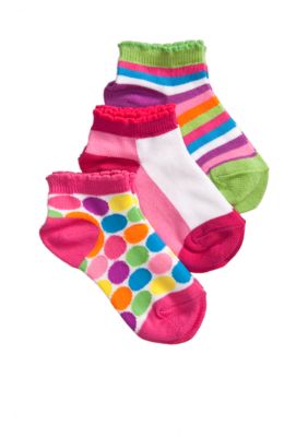 J Khaki Bright Assorted 3Pk Sock Girls 4-16