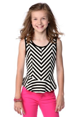 DKNY Stripe Peplum Tank Girls 7-16