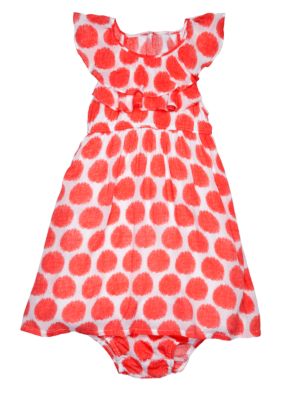 DKNY Viscose Printed Dots Dress Girls 4-6X