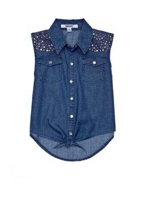 DKNY Billie Tie Front Shirt Girls 7-16