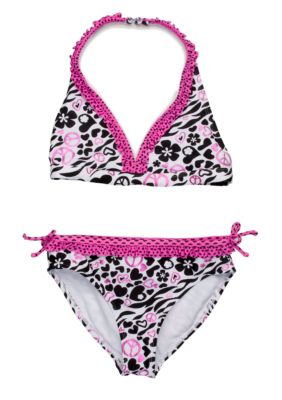Angel Beach Heart Zebra Bikini Girls 7-16
