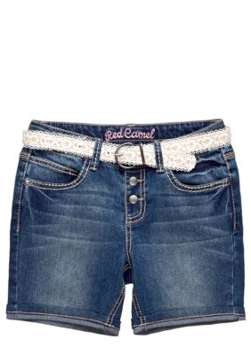 Red Camel Girls Denim shorts with lace belt Girls 7-16