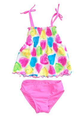 J Khaki Tiered Heart 2 Piece Girls 4-6X