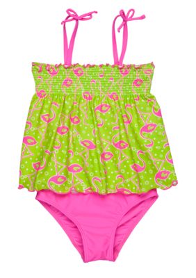 J Khaki Flamingo Two Piece Girls 4-6X