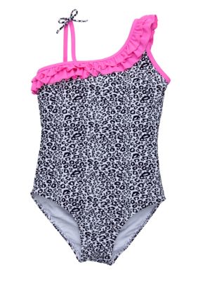 J Khaki Animal Print One Piece Swimsuit Girls 7-16