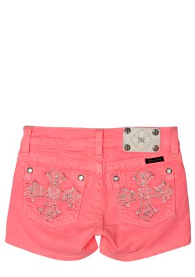 Miss Me Girls Bedazzled Cross Color Short Girls 7-16