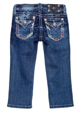 Miss Me Girls Embroidered Flap Pocket Cuffed Capri Girls 7-16