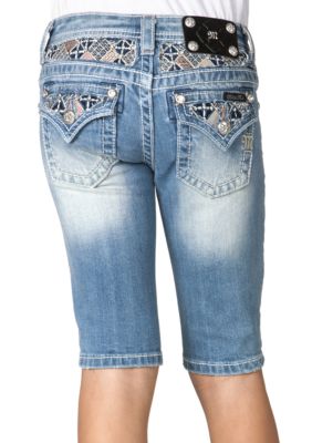 Miss Me Girls Patchwork Inset Bermuda Girls 7-16