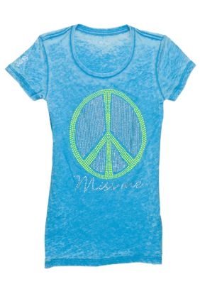 Miss Me Girls Peace Logo Tee Girls 7-16