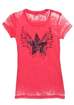 Miss Me Girls Star Angel Wing Logo Tee Girls 7-16 