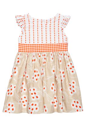Nain & Joe Orange Daisy Hazel Dress Girls 2-8