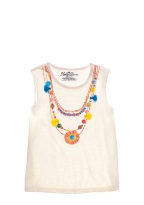 Lucky Brand Printed Necklace Tee Girls 4-6x