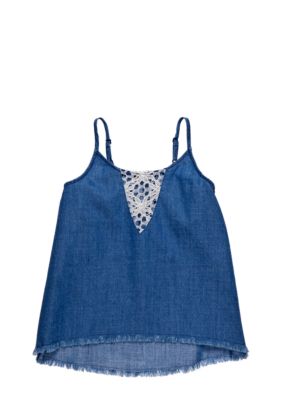 Lucky Brand Crochet Denim Tank Girls 4-6x