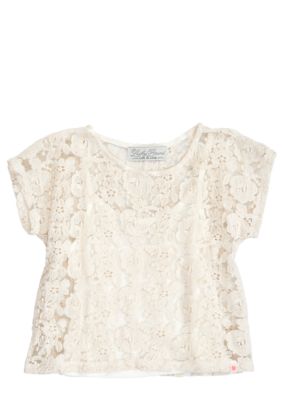 Lucky Brand Crochet Lace Top with Jersey Tank Girls 4-6X