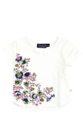 Lucky Brand Floral V-Neck Tee Girls 4-6X