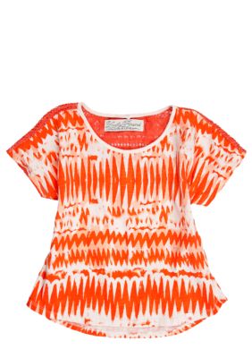 Lucky Brand Lace Back Print Top Girls 4-6X