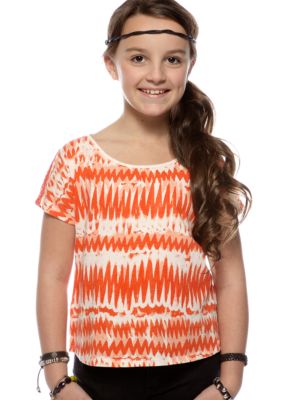 Lucky Brand Tie Dye Lace Back Top Girls 7-16