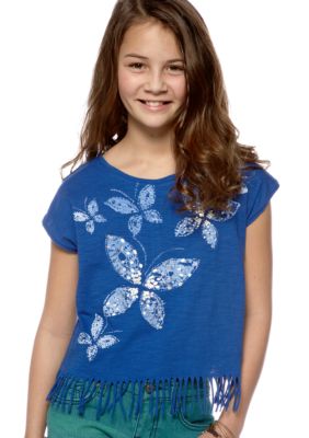 Lucky Brand Fringe Bottom Top Girls 7-16