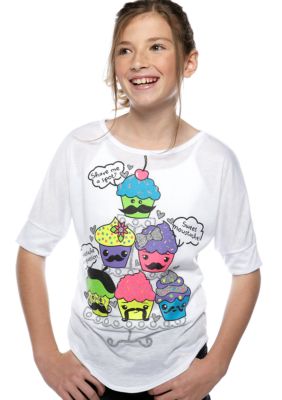 Red Camel Girls Cupcake Mustache Tee Girls 7-16
