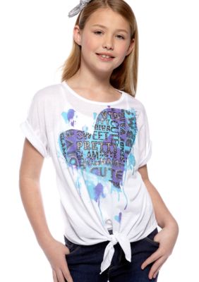 Red Camel Girls Tie Front Heart Tee Girls 7-16