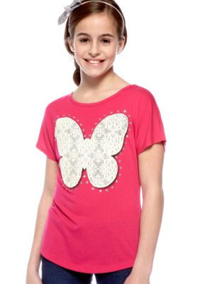 Red Camel Girls Tie Front Butterfly Tee Girls 7-16