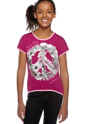 Red Camel Girls Hi Low Peace Love Tee Girls 7-16