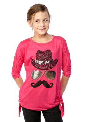 Red Camel Girls Side Tie Mustache Tee Girls 7-16