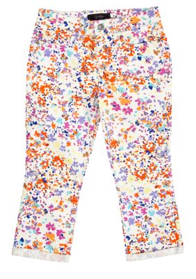 Jessica Simpson Floral Print Cropped Twill Pant Girls 7-16