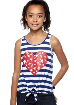 Jessica Simpson Stripe Heart Tie Top Girls 7-16