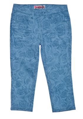 Squeeze Crop Floral Print Denim Girls 7-16