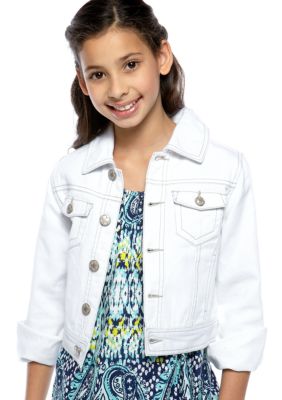 Squeeze Button Front Denim Jacket Girls 7-16