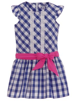 Hartstrings Blue Gingham Dress Girls 7-16